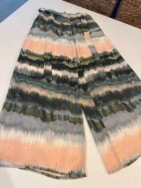 Soulmates Womens M Multicolor Tie-Dye Wide-Leg Pants With Smocked Waist